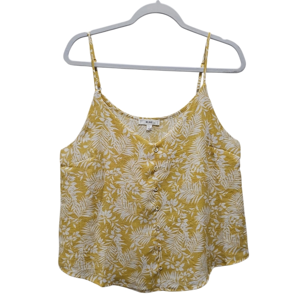 NWT ANTHROPOLOGIE MINE Tropical Yellow and White Floral Tank Top - Picture 3 of 4